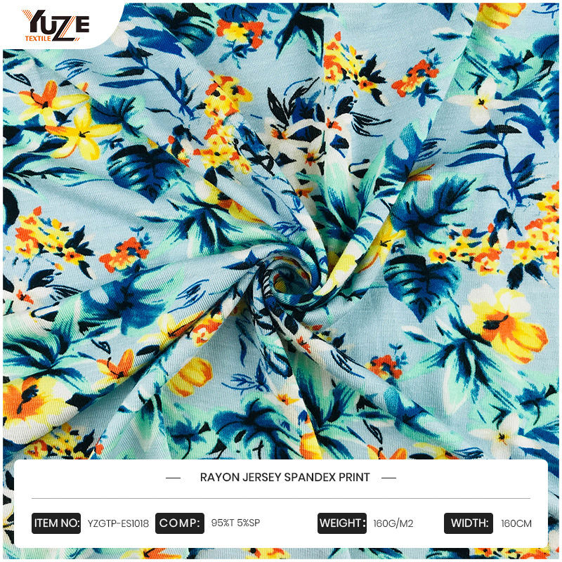 YZGTP-ES1018 Priontáil Spandex Jersey Rayon