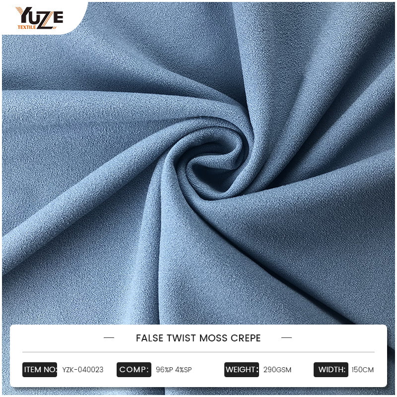 Cad é fabraic Moss crepe agus coinch a dhéanann sé comparáid idir fabraicí comhchosúla cosúil le chiffon?